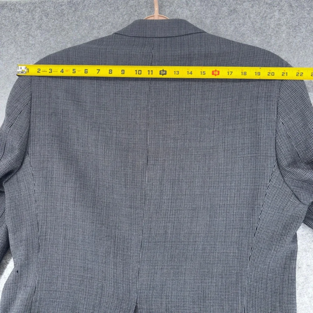 Chaps Mens 42R Blazer 100% Lambswool Grey Micro Houndstooth Sport Coat 2HX0207